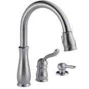 Delta Leland Pull-Down Kitchen Faucet with Magnetic Docking Spray Head and Soap/Lotion Dispenser - Includes Lifetime Warranty Arctic Stainless